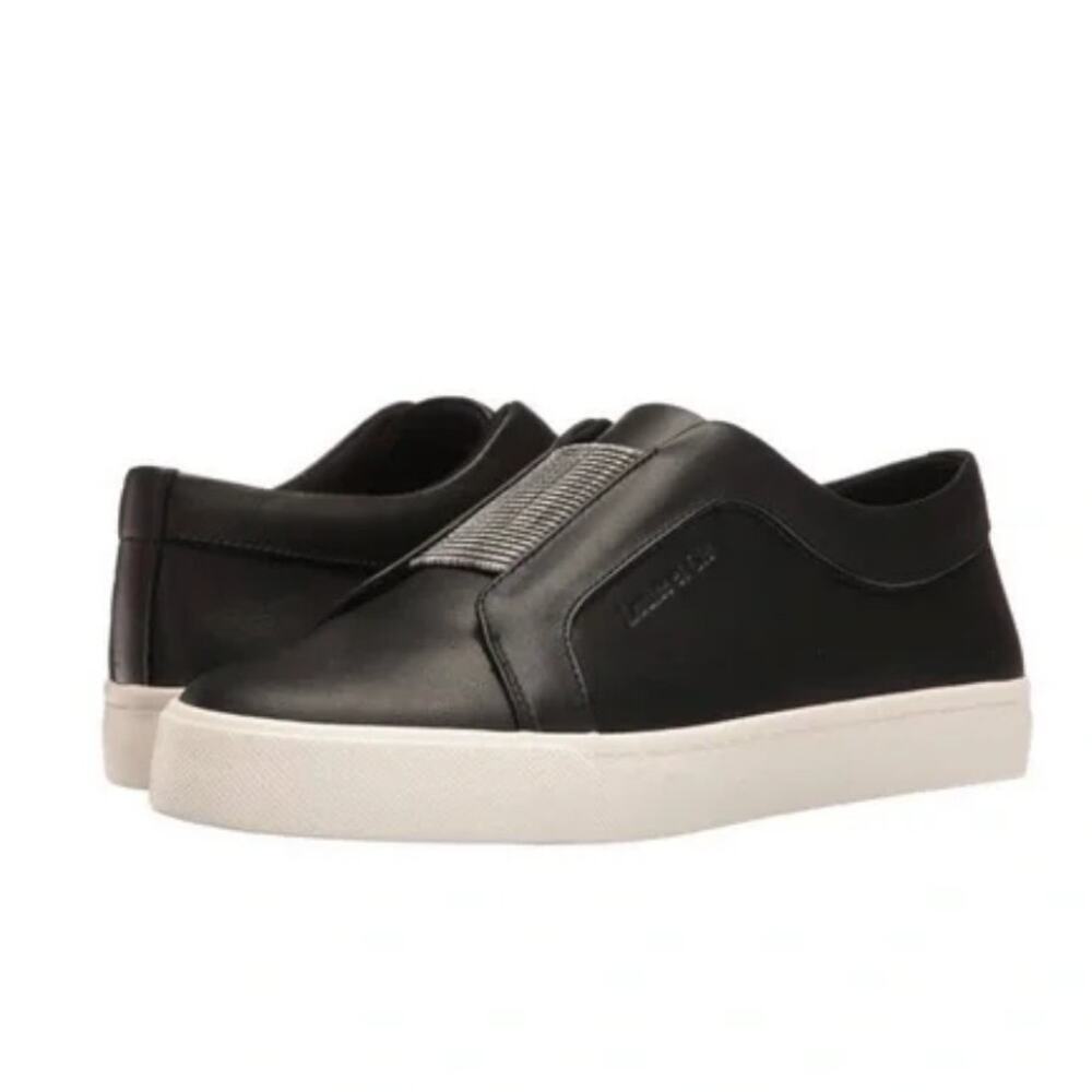 Louise et Cie Womens Lo-Bette Slip On Sneakers Size 8 Black Leather Elastic Vamp